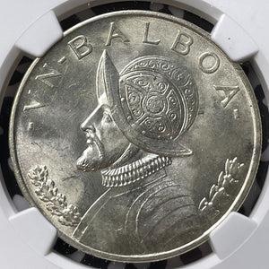 1947 Panama 1 Balboa NGC MS63 Lot#G7246 Large Silver Coin! Choice UNC!