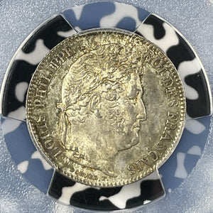 1847-A France 1 Franc PCGS MS65 Lot#G108 Silver! Gem BU! F-210, Gad#453