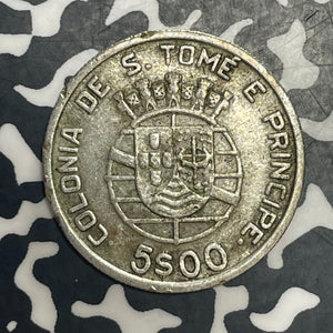 1939 St. Thomas & Prince 5 Escudos Lot#T6402 Silver!