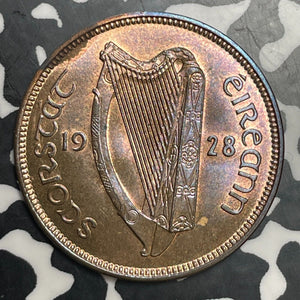 1928 Ireland 1/2 Penny Half Penny Lot#E9814 High Grade! Beautiful!