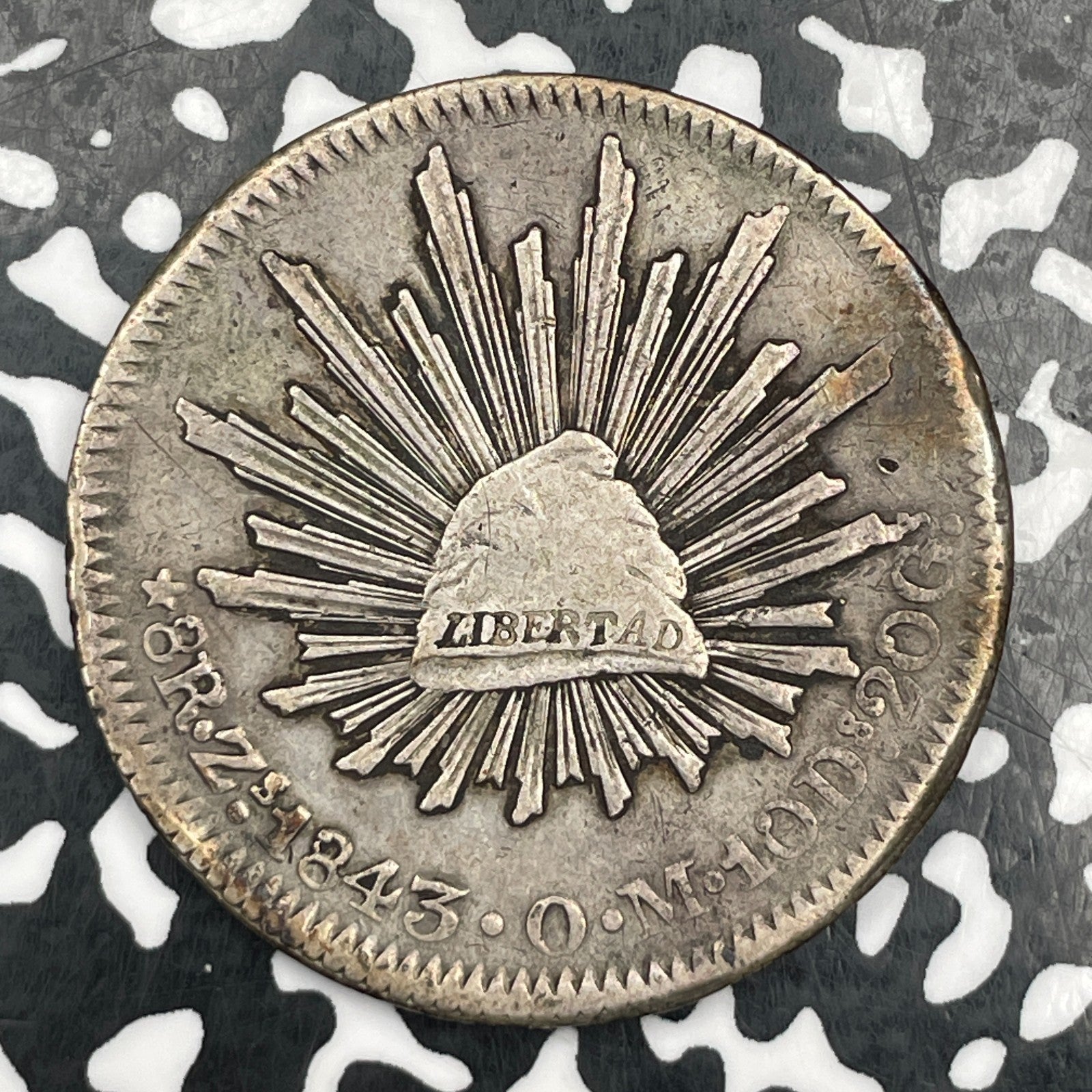 1843-Zs OM Mexico 8 Reales Lot#JM1687 Large Silver!