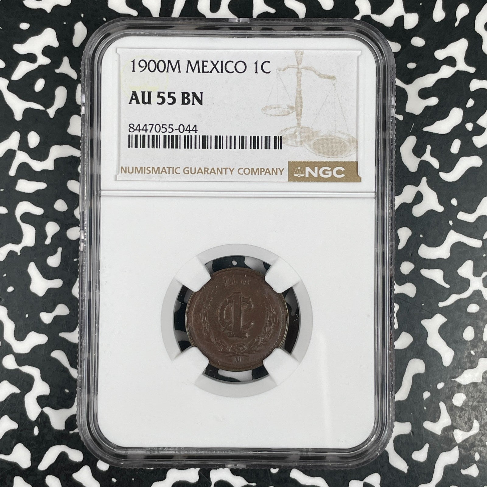 1900-M Mexico 1 Centavo NGC AU55BN Lot#G3599