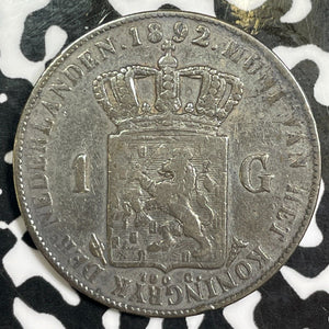 1892 Netherlands 1 Gulden Lot#E0877 Silver!