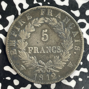 1812-W France Napoleon 5 Francs Lot#JM0094 Large Silver!