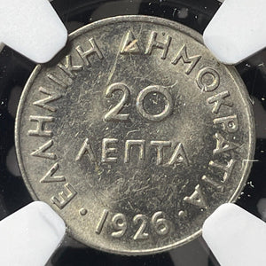 1926 Greece 20 Lepta NGC MS62 Lot#G8721 Nice UNC!