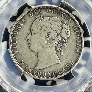 1880 Newfoundland 50 Cents PCGS VF20 Lot#G883 Silver! Key Date!