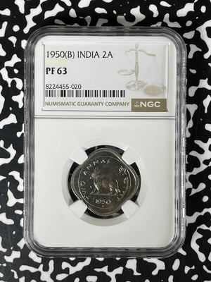 1950-(B) India 2 Annas NGC PR63 Lot#G169 Proof! Choice UNC!