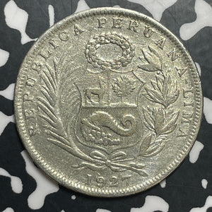 1927 Peru 1/2 Sol Half Sol Lot#T1704 Silver!