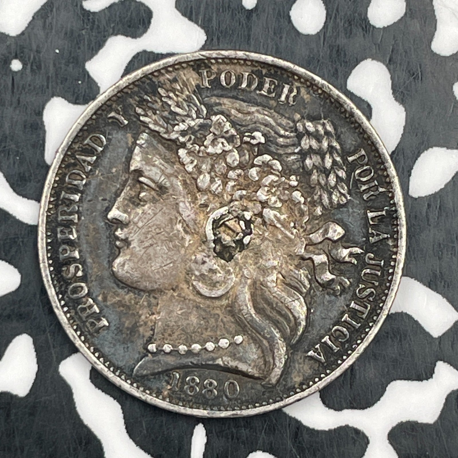 1880 Peru 1 Peseta Lot#N0821 Silver!