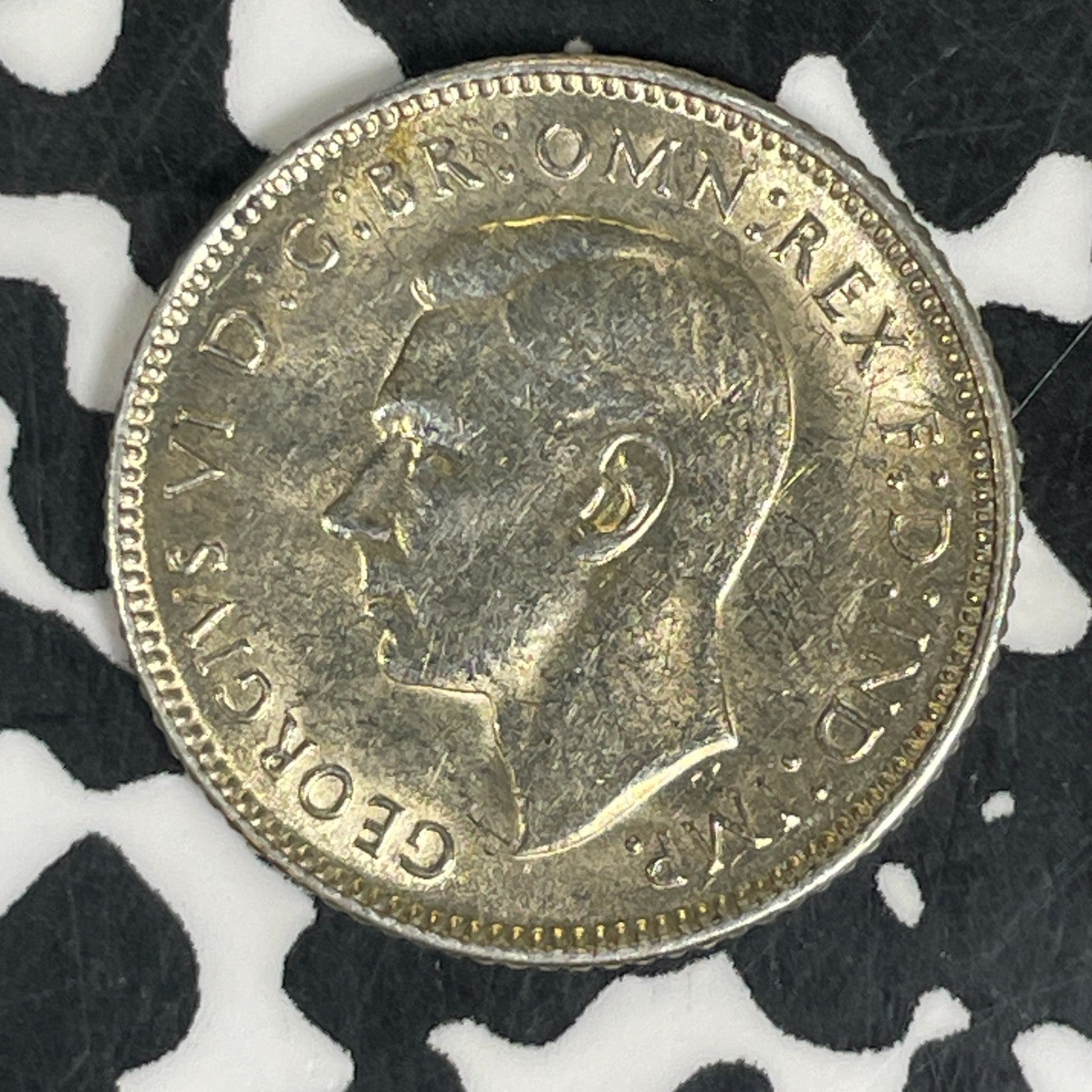 1943-D Australia 6 Pence Sixpence Lot#C6064 Silver! High Grade! Beautiful!