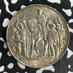 1913 Germany Prussia 2 Mark Lot#T8095 Silver! High Grade! Beautiful! KM#532
