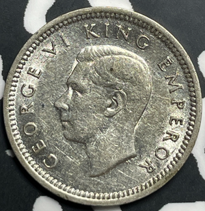 1943 New Zealand 3 Pence Threepence Lot#T9410 Silver! High Grade! Beautiful!