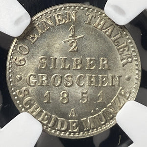 1851-A Germany Prussia 1/2 Groschen NGC MS67 Lot#G8738 Silver! Solo Top Graded!