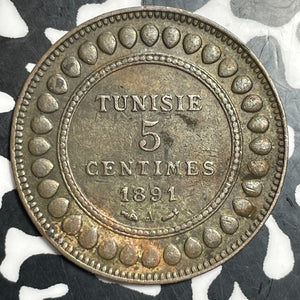 1891-A Tunisia 5 Centimes Lot#T2622
