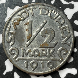 1919 Germany Duren 1/2 Mark Half Mark Notgeld Lot#D7844 Nice!