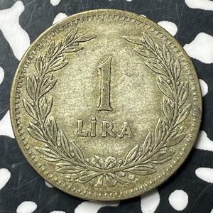 1947 Turkey 1 Lira Lot#E8138 Silver!