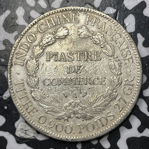 1909-A French Indo-China 1 Piastre Lot#JM7988 Large Silver! Old Cleaning