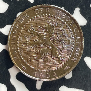 1904 Netherlands 1 Cent Lot#T7614 High Grade! Beautiful!