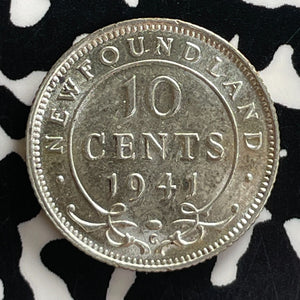 1941-C Newfoundland 10 Cents Lot#T7666 Silver! High Grade! Beautiful!