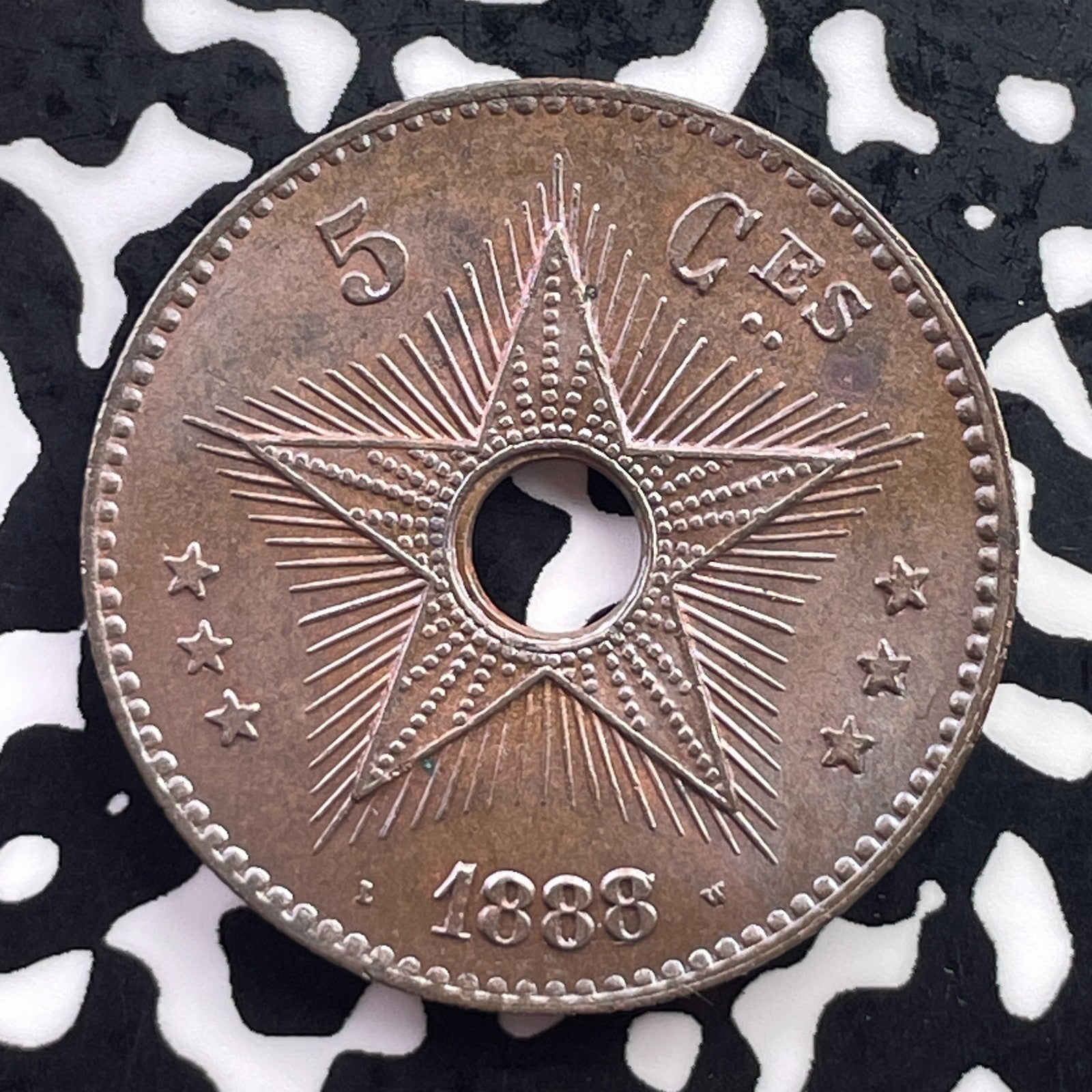 1888 Belgian Congo 5 Centimes Lot#C5689 High Grade! Beautiful!