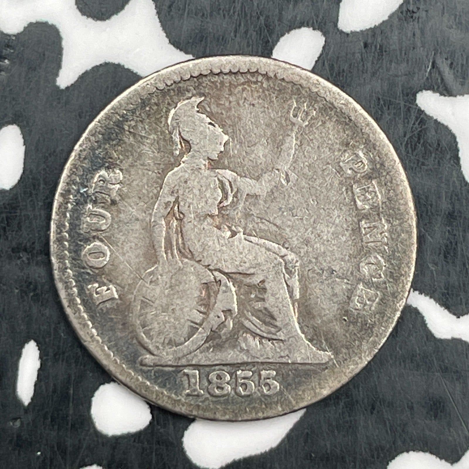 1855 Great Britain 4 Pence Fourpence Lot#N1072 Silver!