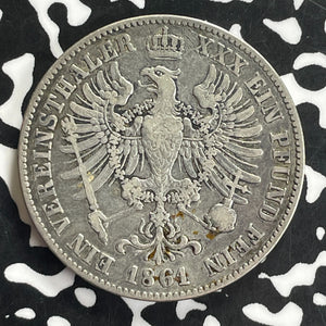 1861-A Germany Prussia 1 Thaler Lot#C0161 Large Silver Coin!