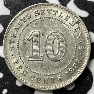 1898 Straits Settlements 10 Cents Lot#D7455 Silver!