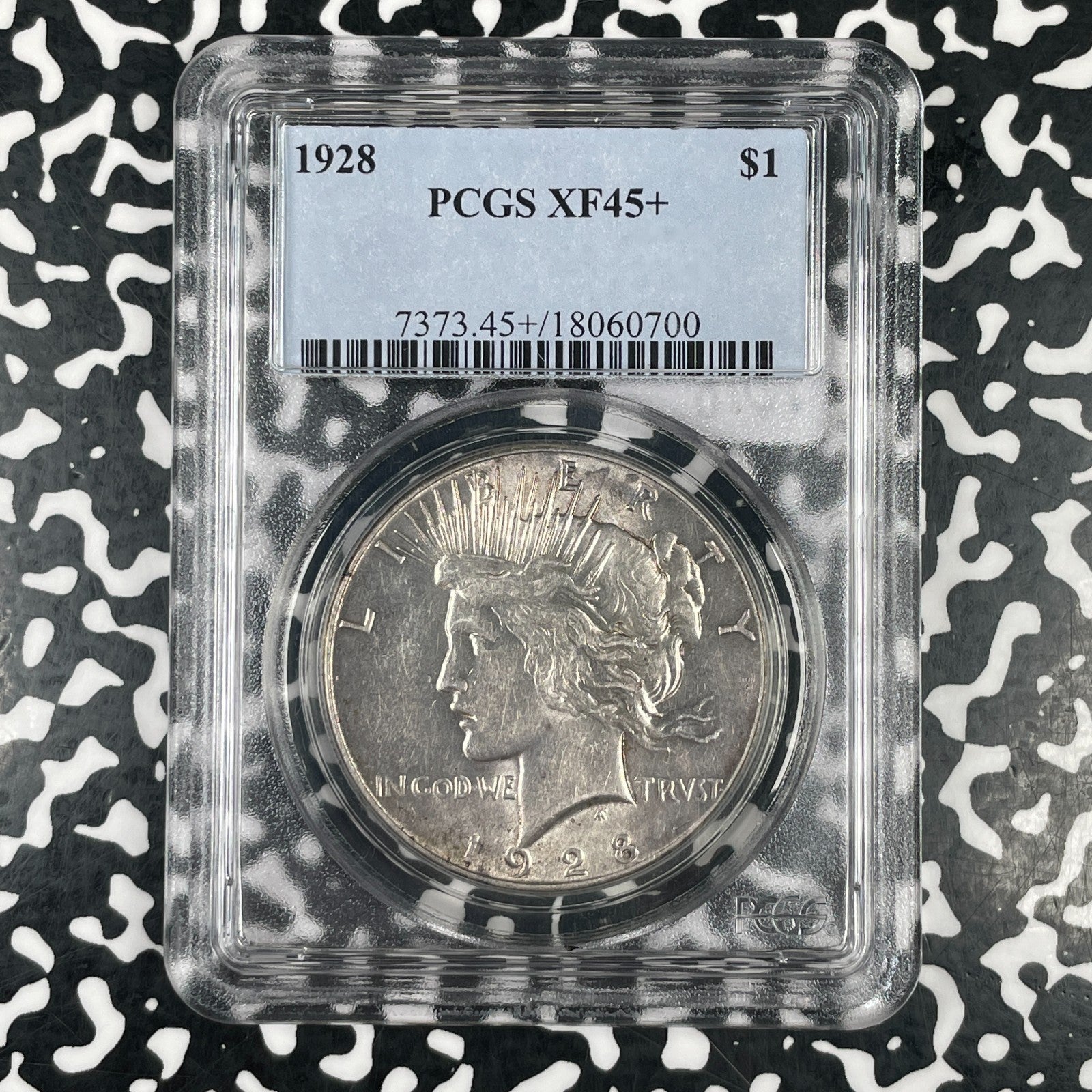 1928 U.S. $1 Peace Dollar PCGS XF45+ Lot#G4018 Silver! Key Date!