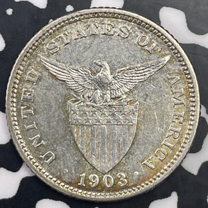 1903 U.S. Philippines 20 Centavos Lot#C1339 Silver! Nice!