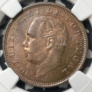 1886 Portugal 20 Reis NGC MS63BN Lot#G8982 Choice UNC!