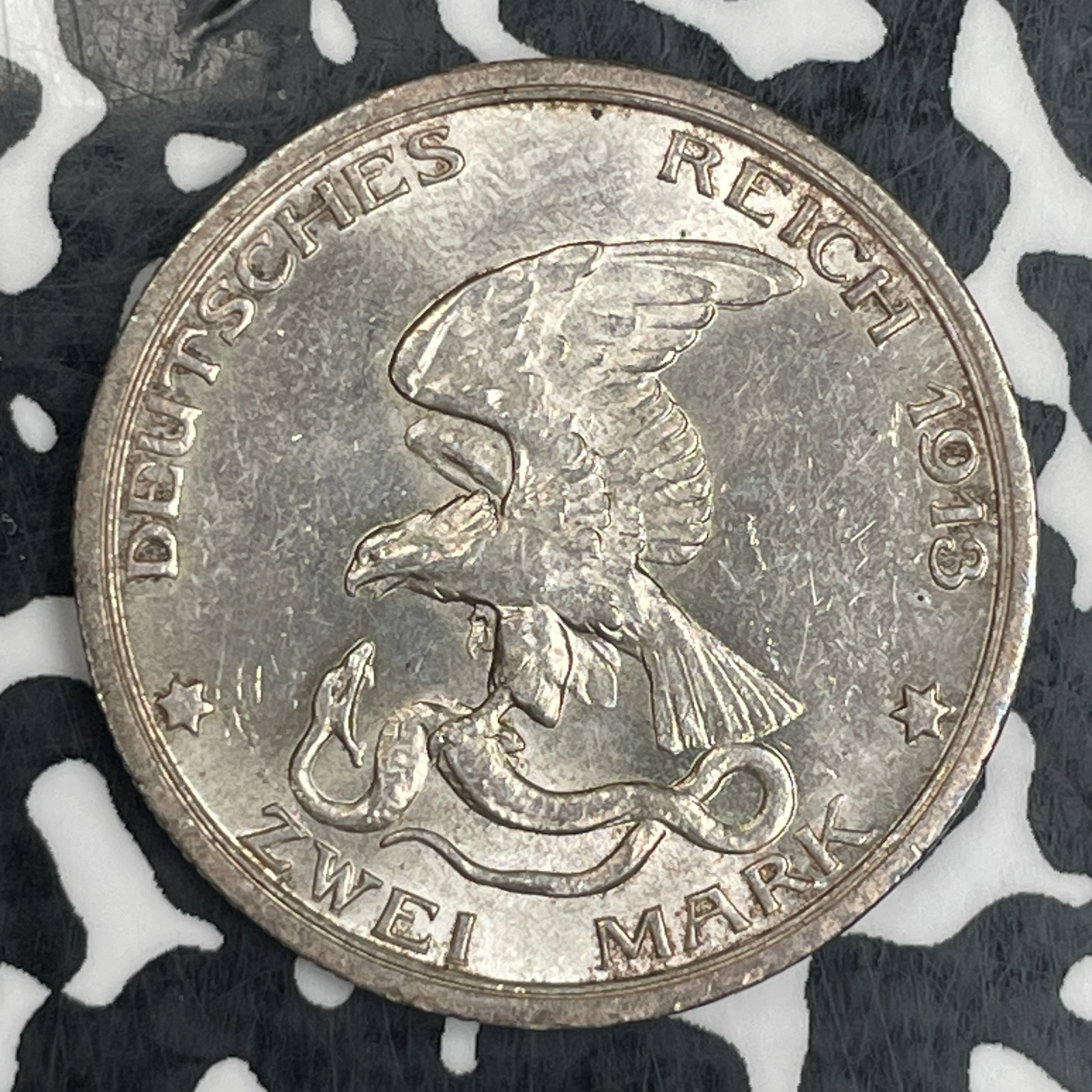 1913-A Germany Prussia 2 Mark Lot#N1735 Silver! High Grade! Beautiful! KM#532