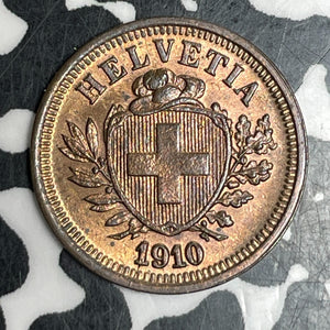 1910 Switzerland 1 Rappen Lot#T5999 High Grade! Beautiful!