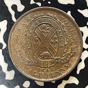 1844 Canada Bank of Montreal 1/2 Penny Token Lot#T5799 Nice!