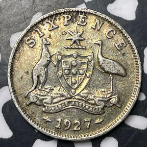 1927 Australia 6 Pence Sixpence Lot#E8162 Silver!