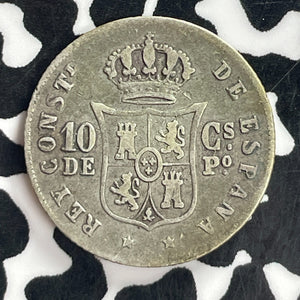 1882/1 Spanish Philippines 10 Centavos Lot#T7768 Silver! Scarce!