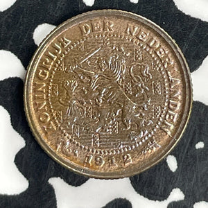 1912 Netherlands 1/2 Cent Half Cent Lot#T8076 High Grade! Beautiful!