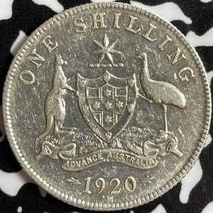 1920-M Australia 1 Shilling Lot#E0603 Silver! Old Cleaning