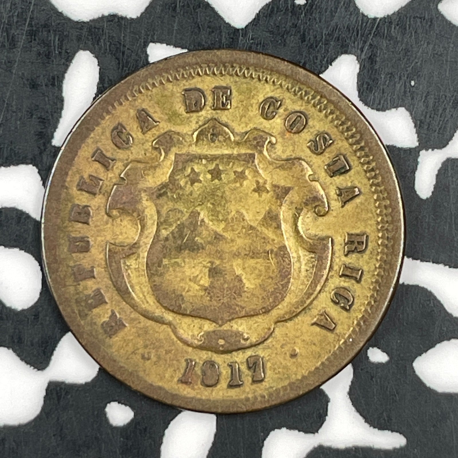 1917 Costa Rica 10 Centavos Lot#JM1451 Very Scarce! KM#149.1