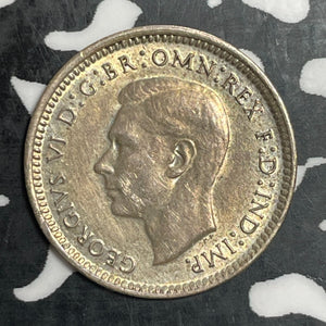 1943-D Australia 3 Pence Threepence Lot#T2803 Silver! High Grade! Beautiful!