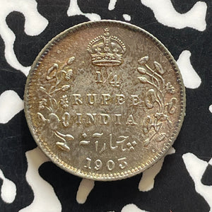 1903 India 1/4 Rupee Lot#T5711 Silver! High Grade! Beautiful!