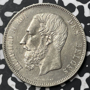 1875 Belgium 5 Francs Lot#JM8104 Large Silver! High Grade! Beautiful!