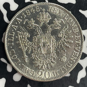 1848-A Austria 20 Kreuzer Lot#T8178 Silver! Nice!
