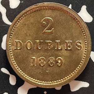 1889 Guernsey 2 Doubles Lot#T4940 High Grade! Beautiful!