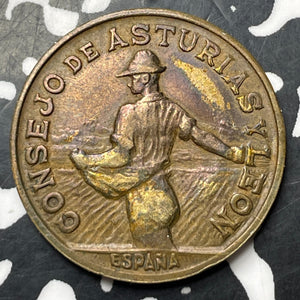 1937 Spain Civil War Asturias & Leon 1 Peseta Lot#MK322