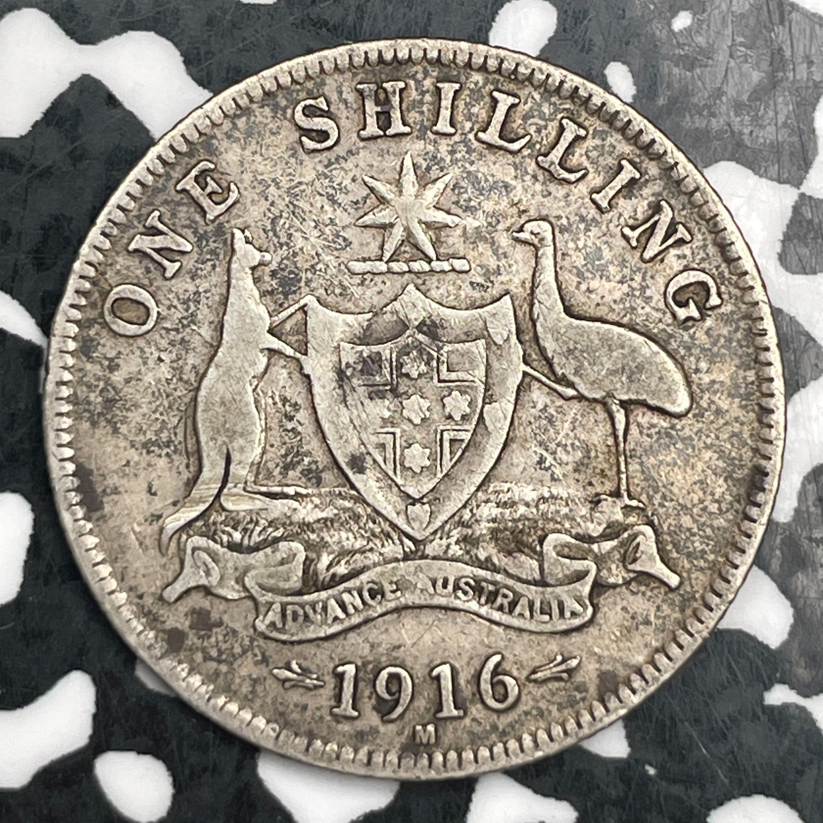 1916-M Australia 1 Shilling Lot#F6543 Silver!