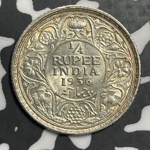 1936 India 1/4 Rupee Lot#E6683 Silver! Nice!