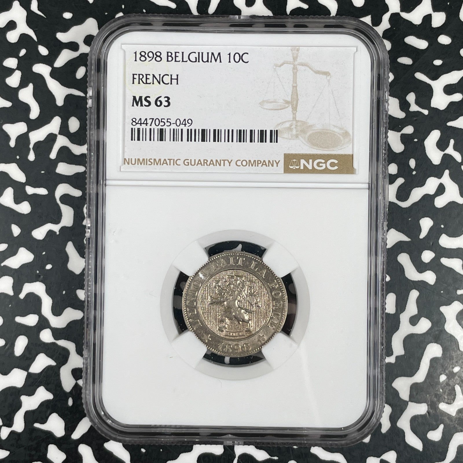 1898 Belgium 10 Centimes NGC MS63 Lot#G3598 Choice UNC! KM#42 French