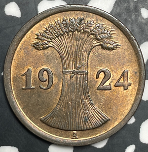 1924-A Germany 2 Pfennig Lot#T9064 High Grade! Beautiful!