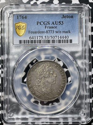 1764 France Louis XV Brittany Jeton PCGS AU53 Lot#G9430 Silver! Feuardent-8773