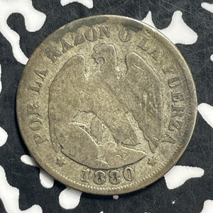 1880 Chile 20 Centavos Lot#C0567 Silver!